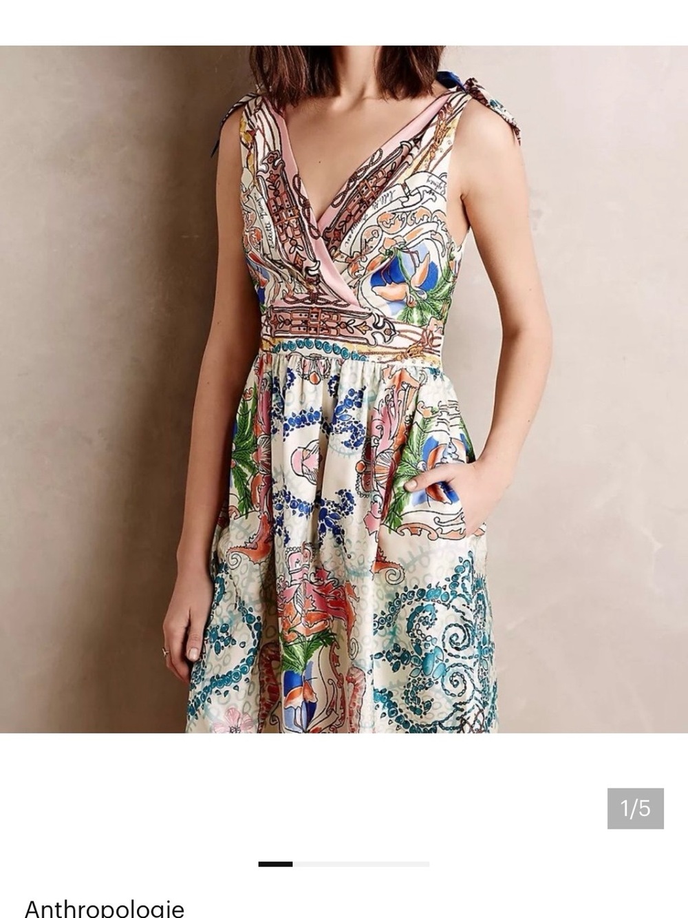 Anthropologie X Collette Dinnegan silk Mediterranean dress